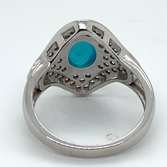 Blue Opal 1.51ct Platinum Finish Solid 925 Sterling Silver Ring - Picture 7 of 8